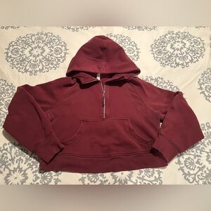 lululemon athletica Half-Zip Hooded Sweatshirt in Burgundy